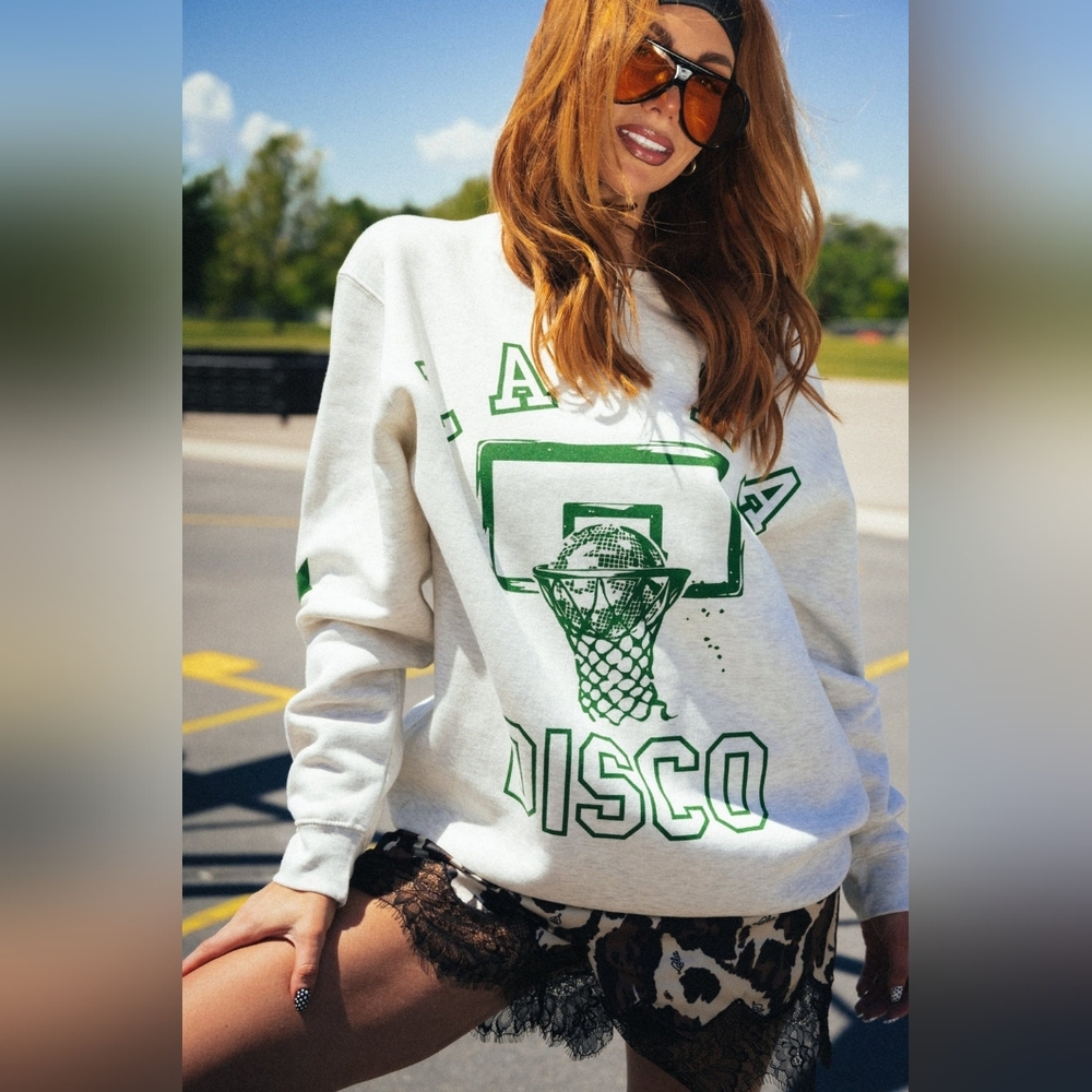 Dressed In Lala Cat-letic Club Oversized Pullover Sz S/M EUC